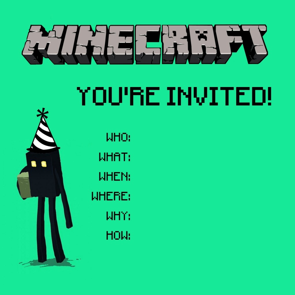 Minecraft printable Party Invitation